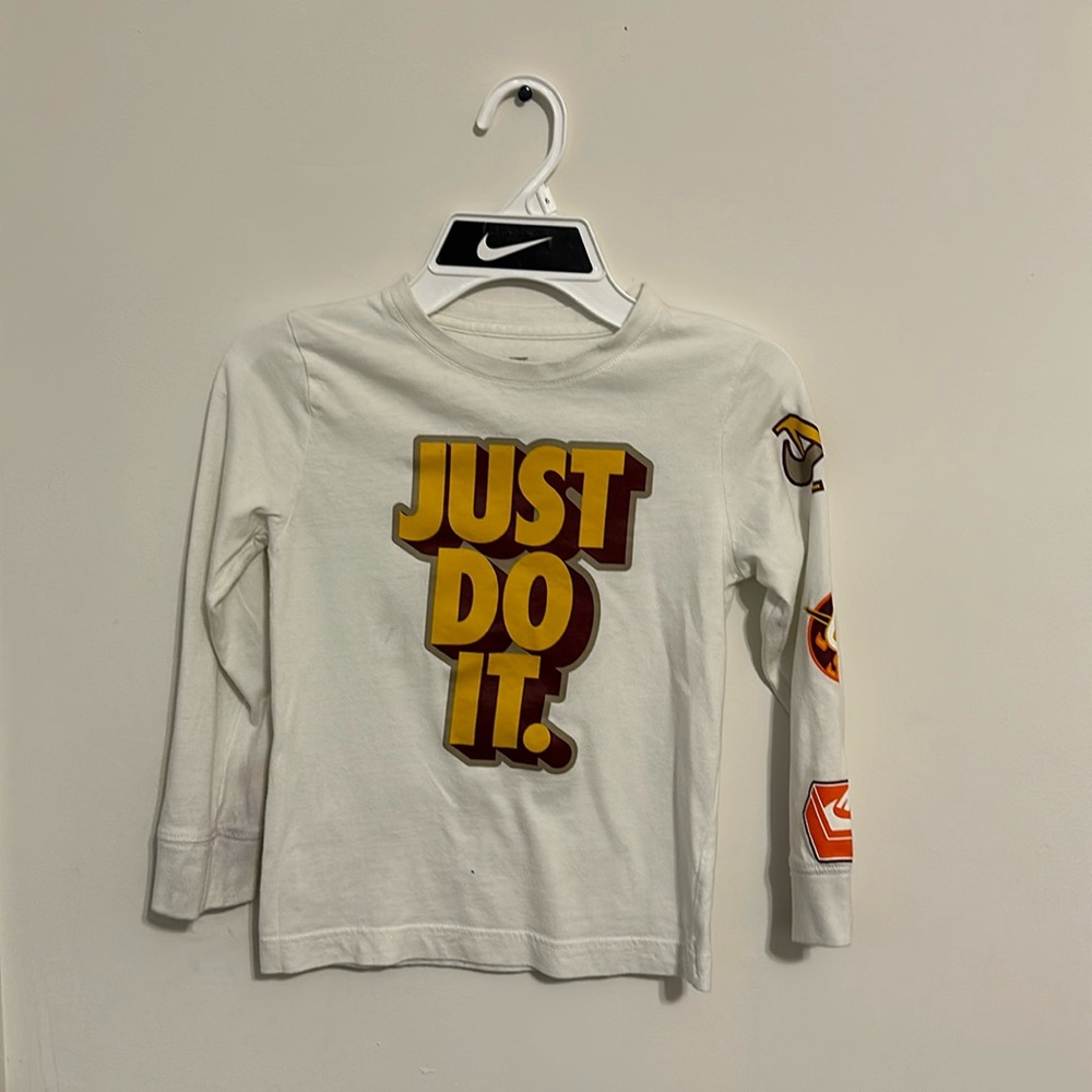 Youth Boys Nike Long Sleeve Tee- Color:White Size:6M